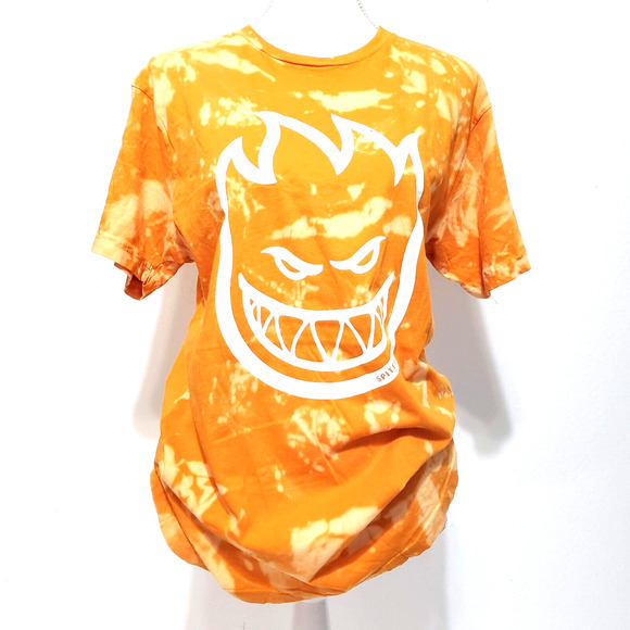Spitfire SIZE M Womens Unisex Orange Tie Dye LOGO T-Shirt Short Sleeve FLAW - Picture 14 of 14
